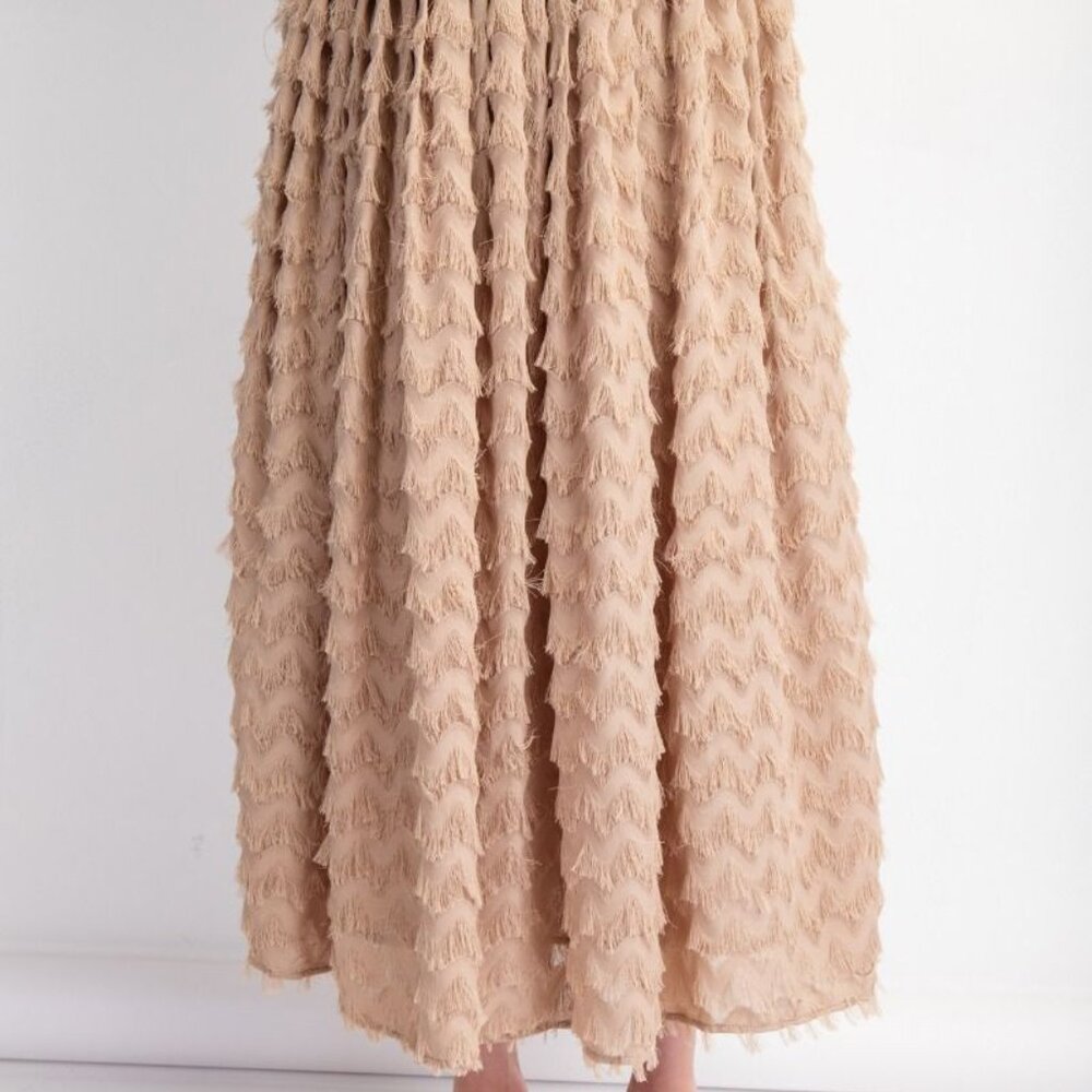 Mohair Chiffon Maxi Skirt in Champagne